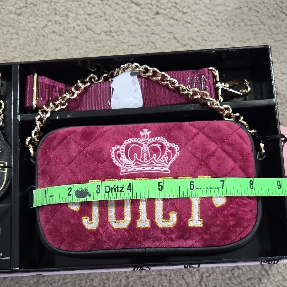 Juicy Couture Burgundy Quilted Bag with Gold Accents - Picture 12 of 13